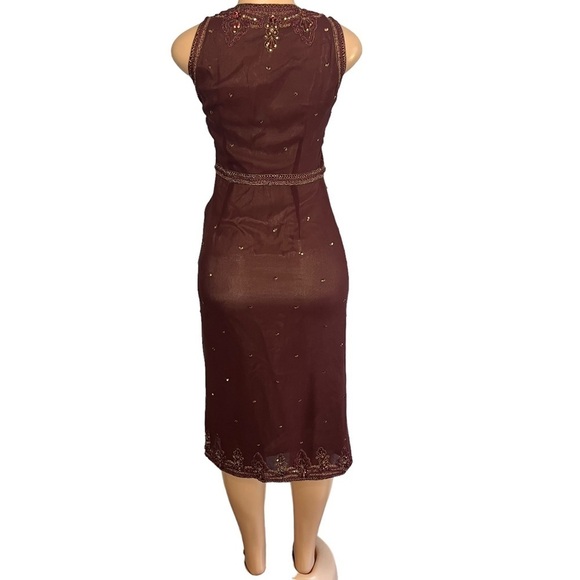 3/$30 🍂 Massimo Dutti Dark Plum Silk Embroidered Shift Dress - Picture 9 of 12